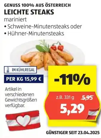 Hofer Leichte steaks Angebot