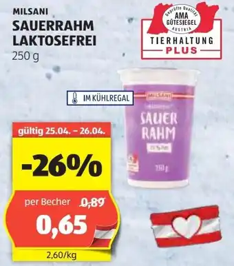 Hofer Milsani sauerrahm Angebot