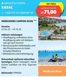 Hofer Mobilhomes camping oliva Angebot