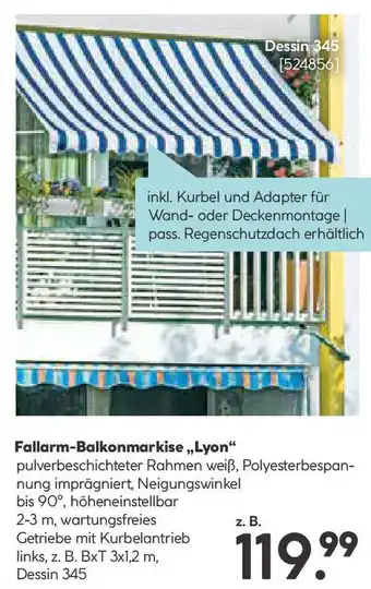 Hellweg Fallarm-Balkonmarkise „,Lyon Angebot