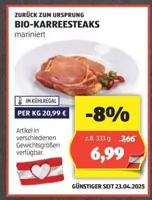 Hofer BIO-KARREESTEAKS mariniert Angebot