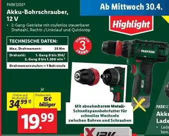 Lidl Akku-bohrschrauber, 12 v Angebot