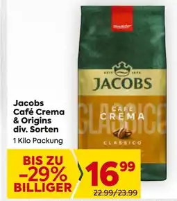 Billa Jacobs café crema & origins div. sorten Angebot