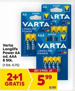 Billa Varta longlife power aa od. aaa Angebot