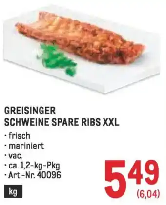Metro Greisinger schweine spare ribs xxl Angebot