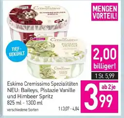 Sutterlüty Eskimo cremissimo spezialitäten neu: baileys, pistazie vanille und himbeer spritz Angebot
