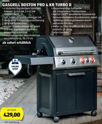 Hofer Enders Gasgrill Boston Pro 4 KR Turbo II Angebot