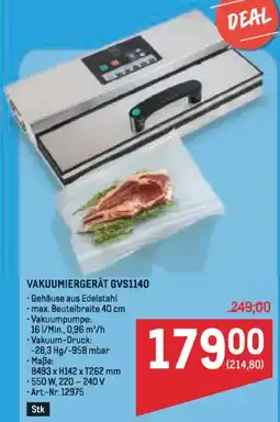 Metro Vakuumiergerät gvs1140 Angebot