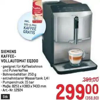 Metro Siemens kaffee- vollautomat eq300 Angebot