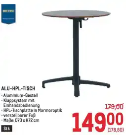 Metro Alu-hpl-tisch Angebot