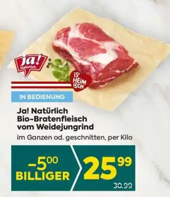 Billa Ja! Natürlich Bio-Bratenfleisch vom Weidejungrind Angebot