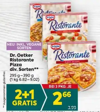 Billa Dr. Oetker Ristorante Pizza div. Sorten Angebot