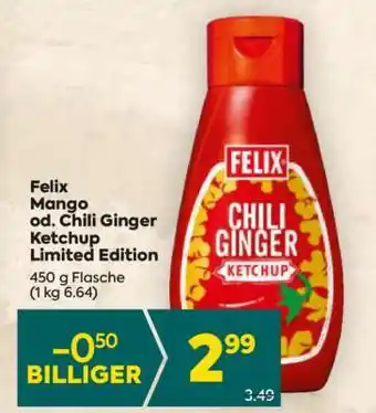 Billa Felix Mango od. Chili Ginger Ketchup Limited Edition Angebot