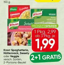 Spar Knorr Spaghetteria, Hüttennack, Sweety oder Veggie Angebot