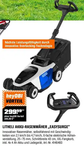 OBI Litheli akku-rasenmäher easysurge Angebot