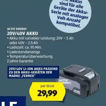 Hofer ACTIV ENERGY 20V/40V AKKU Angebot