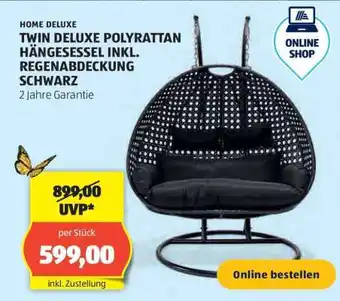Hofer TWIN DELUXE POLYRATTAN HÄNGESESSEL INKL. REGENABDECKUNG SCHWARZ Angebot
