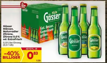Billa Gösser Märzen, Naturradler Zitrone, Zitrone 0,0% od. Extrafrisch Angebot