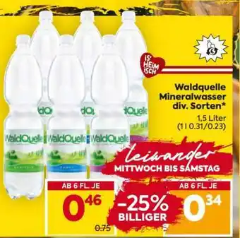 Billa Waldquelle Mineralwasser div. Sorten Angebot