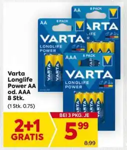 Billa Varta Longlife Power AA od. AAA 8 Stk Angebot