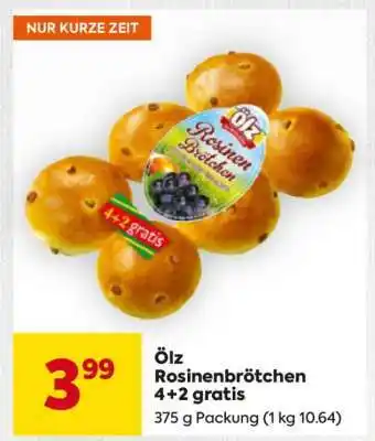 Billa Ölz Rosinenbrötchen 4+2 gratis Angebot