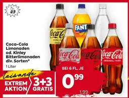 Billa Coca-Cola Limonaden od. Kinley Bitterlimonaden div. Sorten Angebot