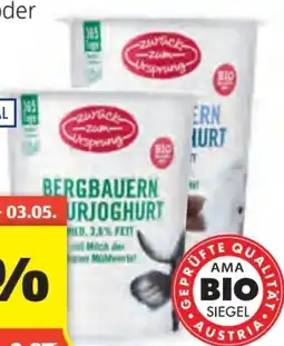 Hofer Zurück zum Ursprung Bio-Naturjoghurt Angebot