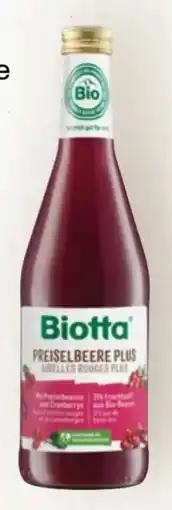 Prokopp Biotta Bio Preiselbeere Plus Angebot