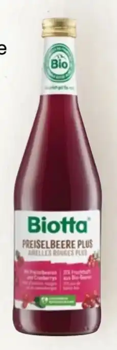 Prokopp Biotta Bio Preiselbeere Plus Angebot
