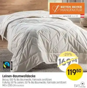 Reiter Leinen-Baumwolldecke Angebot