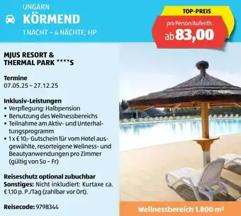 Hofer Reisen Mjus resort & thermal park Angebot