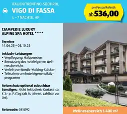 Hofer Reisen Ciampedie luxury alpine spa hotel Angebot