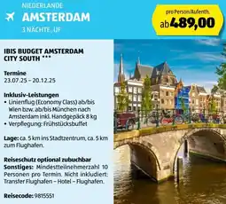 Hofer Reisen Ibis budget amsterdam city south Angebot