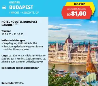 Hofer Reisen Hotel novotel budapest danube Angebot