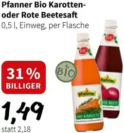 Der Grissemann Pfanner Bio Karotten- oder Rote Beetesaft Angebot