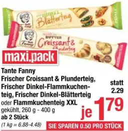 Maximarkt Frischer Croissant & Plunderteig, Frischer Dinkel-Flammkuchen- teig, Frischer Dinkel-Blätterteig oder Flammkuchenteig Angebot