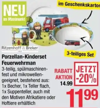 Maximarkt Porzellan-Kinderset Feuerwehrman Angebot