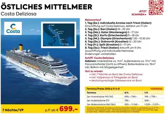 Billa Reisen Östliches mittelmeer costa deliziosa Angebot