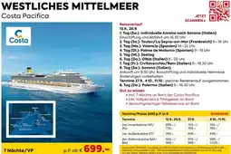 Billa Reisen Westliches mittelmeer costa pacifica Angebot