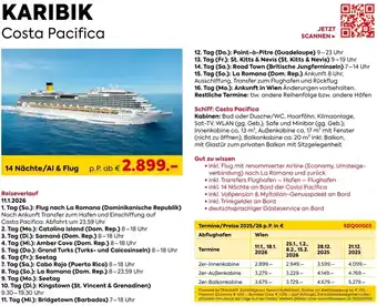 Billa Reisen KARIBIK Costa Pacifica Angebot