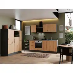 XXXLutz Küchenblock 370 cm in Grau, Eiche Artisan Angebot