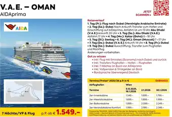 Billa Reisen V.a.e. oman aidaprima Angebot