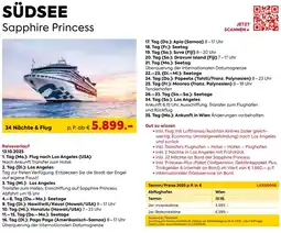 Billa Reisen SÜDSEE Sapphire Princess Angebot