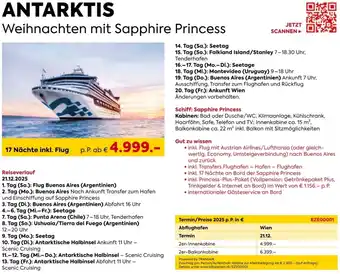 Billa Reisen Antarktis weihnachten mit sapphire princess Angebot