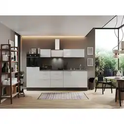 XXXLutz Küchenblock 280 cm in Grau, Weiß Hochglanz Angebot