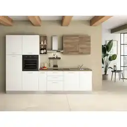 XXXLutz Küchenblock 315 cm in Weiß, Walnussfarben Angebot