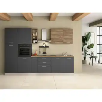 XXXLutz Küchenblock 315 cm in Anthrazit, Nussbaumfarben Angebot
