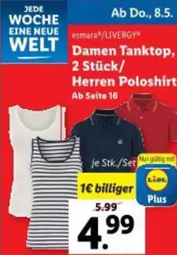 Lidl Damen Tanktop, Herren Poloshirt Angebot