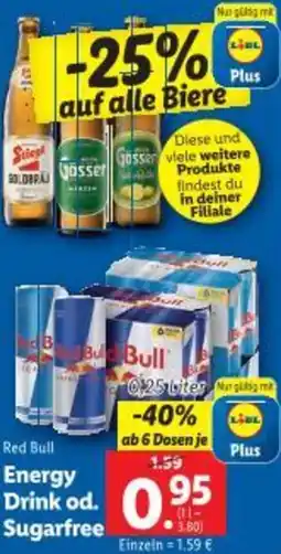 Lidl Energy Drink od. Sugarfree Angebot