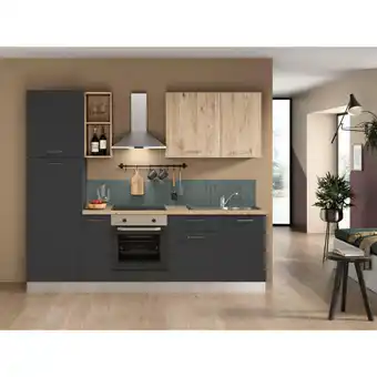 XXXLutz Küchenblock 255 cm in Anthrazit, Eichefarben Angebot